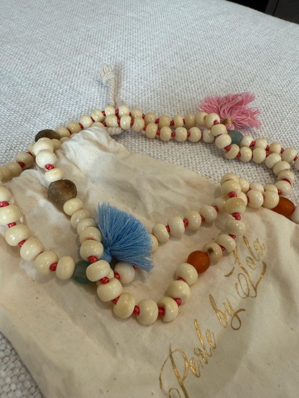 Perle by Lola - Beaded Tassel Necklace with Colorful Pendant - Picture 6 of 7